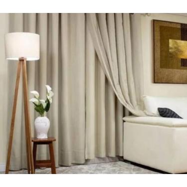 Imagem de Cortina Trilho Suiço  Blackout com linho Palha  5.40  x 2.60 Altura - 