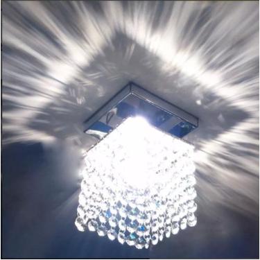 Imagem de Lustre Plafon pequeno de cristal legitimo Aço Inox corredores hall lav