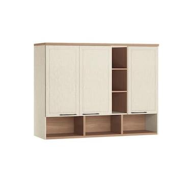 Imagem de Módulo Ponte 146 Toledo Areia 3 Portas Casal com Maleiro e Fita LED no Tampo Externo com Interrupto – Areia/Wood