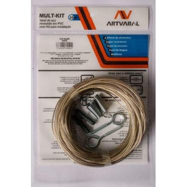 Imagem de (3pçs) Varal 20m Cabo De Aço Revestido + Kit Instalação - ART-VARAL