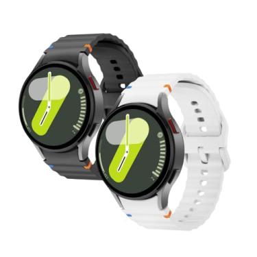 Imagem de Kit 2 Pulseiras de Silicone Cores Vibrantes para Samsung Galaxy Watch 7 (Preto+Branco)