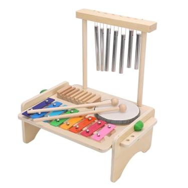 Imagem de [Conjunto de Instrumentos de Percussão infantil], Kit Musical de Mesa de Madeira Premium, Reprodução de Música Interativa para Crianças, Teclas de Xilofone de Oitava, Madeira de