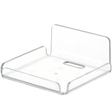 Imagem de REQO Prateleiras de parede pequenas flutuantes de acrílico, mini prateleiras de exibição penduradas na parede, prateleira adesiva universal fácil de instalar, sem furadeira, para câmeras de segurança,