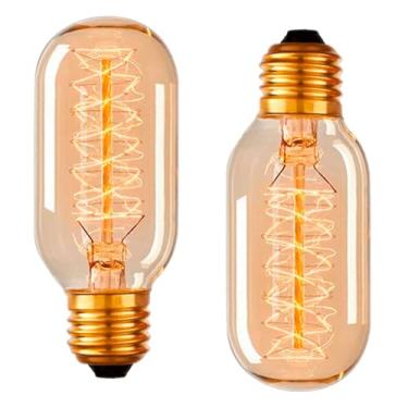 Imagem de Kit 2 Lâmpadas Vintage T45 40w Filamento De Carbono E27 110V