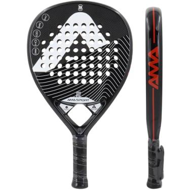 Imagem de AMA SPORT Raquete de padel com superfície de fibra de carbono 3K com memória EVA Flex Foam Core Raquete de tênis de padel leve (branco 3K)