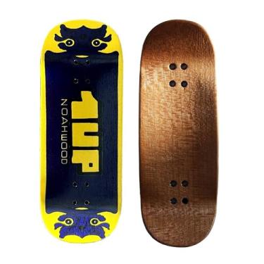 Imagem de NOAHWOOD Noahwood Baralho de dedo feito à mão 97,5 x 35 mm 5 camadas cor bordo Pro côncavo design criativo mini skate (azul 1up)