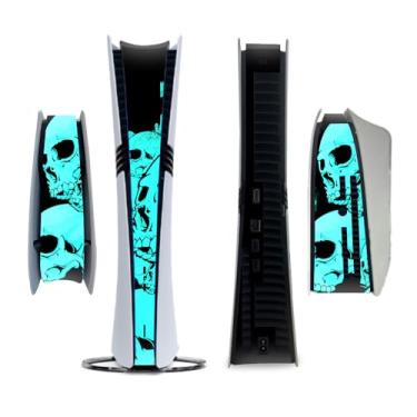 Imagem de Adesivo lateral completo do meio personalizado para PS5 PRO Disc Console Center Decalque Vinil (caveira turquesa)