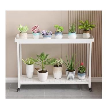 Imagem de Mobile Flower Rack，Plant Stand Indoor Outdoor，Simple Plant Stand，Tier Plant Stand With Wheels，Floor-Standing Glower Rack，Storage Rack，for Living Room Balcony Garden(White,80*25*88cm/31.5*9.8*34.6in)