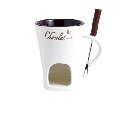Imagem de Chocolate Fondue Mug,Caneca De Fondue De Derretimento,Conjunto De Canecas De Fondue De Chocolate Com Garfos,130ml - Ideal Para Chocolate E Queijo (branco)