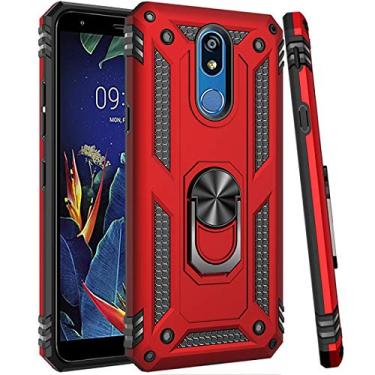 Imagem de Zoeirc Compatível com capa para LG K40, para LG Solo LTE, para LG Xpression Plus 2, Harmony 3, K12 Plus, X4 2019, capa de telefone [grau militar] capa magnética com suporte de anel de carro (vermelha)