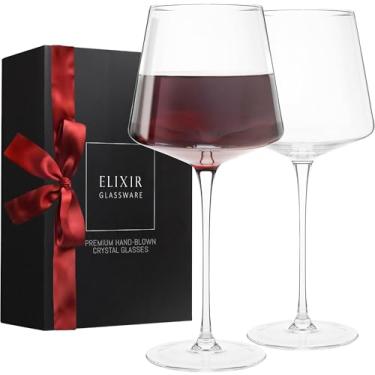 Imagem de ELIXIR GLASSWARE Conjunto moderno de taças de vinho tinto de 56,7 - 623,7 g - cristal soprado à mão, haste longa alta - grande exclusivo com haste