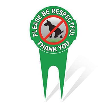 Imagem de HEIOKEY Placa dupla face para evitar cocô de cachorro com estaca 30,5 cm x 15,2 cm - Sinal educadamente lê: Please Be Respectful Thank You, No Dog Poop and Pee Yard Sign Stop Dogs of Pooping On Your