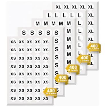 Imagem de Adesivos redondos de tamanho de roupa de 1,9 cm, branco com texto preto, 40 por folha, 10 folhas de cada tamanho - PP P M G GG - 2000 autoadesivos totais da Toucan Craft Supplies