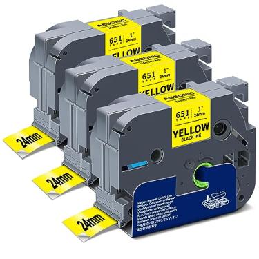 Imagem de Absonic Fita de substituição de etiqueta compatível para Brother Tze-651 TZ 651 laminada 24 mm preta sobre amarelo, para P-Touch PT-D600 PT-D600VP PT-P750W PT-P710BT E550WVP 2730VP 2430PC, 2,4 cm x 8 m, pacote com 3