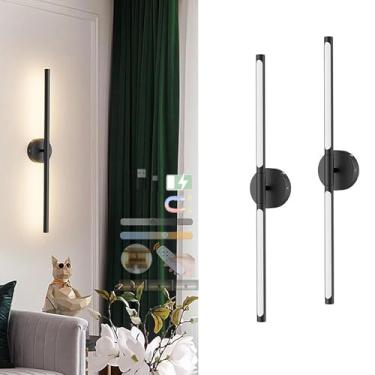 Imagem de Lâmpada de parede sem fio com controle remoto USB recarregável luz de parede 3 modos de iluminação LED 2 em 1 Arandela de parede rotativa magnética de 360° com temporizador, bateria de 5000 mAh (2