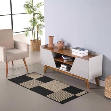 Imagem de Tapete, Passadeira, Sisal, Lancer, 1 Peça,1,00m x 66cm Decoração de Ambientes, Tapete Moderno, Corredor, cozinha,Tapete Durável, Tapete para Interiores, Design Polipropileno. (Preto)