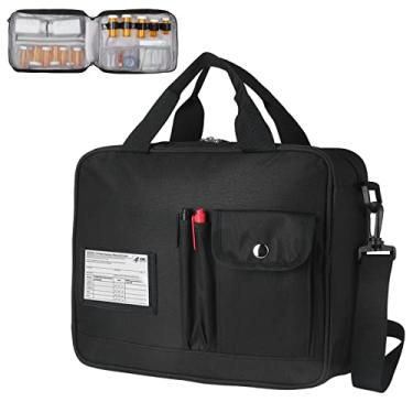 Imagem de Bolsa organizadora para remédios, caixa grande de comprimidos de viagem e armazenamento, transportador de comprimidos com vitaminas bloqueáveis para drogas, óleo de peixe, suprimentos médicos (preto)