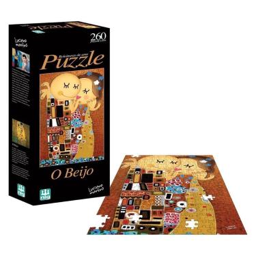 Imagem de Quebra Cabeça 260 Peças O Beijo Releitura De Artes De Luciano Martins - Nig Brinquedos