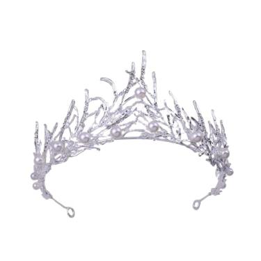 Imagem de Coroa de cabelo de princesa vintage coroa de noiva tiaras de casamento acessório de cabelo coroa de casamento feminina tiara de concurso tiara de noiva coroa pérola tiaras
