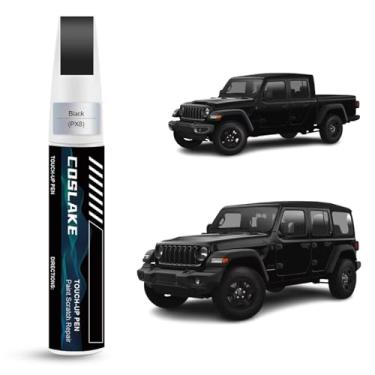Imagem de COSLAKE Tinta de retoque de carro (preta (PX8)) para Jeep, kit de reparo de arranhões de pintura de carro, solução rápida e fácil de reparar, caneta removedor de arranhões 2 em 1 com cor matched