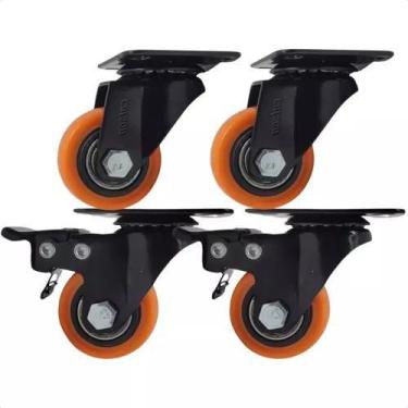 Imagem de Jogo 4 Rodas giratória Rodizio Grande Rodinhas para Moveis Pesados 2 C