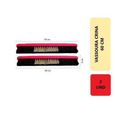 Imagem de 2 Unidades Vassoura De Pelo Natural Crina Macia Grande 60 Cm Para Limp