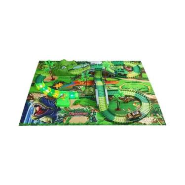 Imagem de Trem e Carro de Brinquedo de Dinossauro com Trilho Flexível e Luzes, C