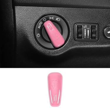 Imagem de Jimen Para Dodge Challenger 2015+, para Dodge Charger 2010+, para Dodge Durango/Chrysler 300C 2011+, capa de acabamento de botão de interruptor de farol (rosa)