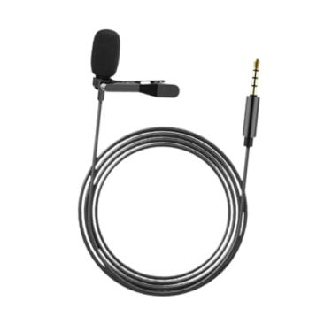 Imagem de simhoa Microfone de lapela com macaco de 3,5 mm, clipe externo profissional no microfone de gola de lapela para podcast, vlogger, videoconferência