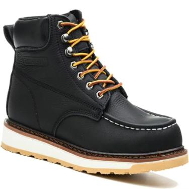 Imagem de AZXPROT Botas De Trabalho Para Homens, 6" Soft Toe Wedge Sole Botas De Segurança À Prova D'Água, Calçados De Segurança Confortáveis Para Construção Civil Preto 7