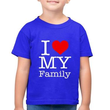 Imagem de Camiseta Algodão Infantil I Love My Family - Foca na Moda, Azul royal,