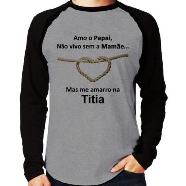 Imagem de Camiseta Raglan Amo o Papai, Não vivo sem a Mamãe mas me amarro na Tit