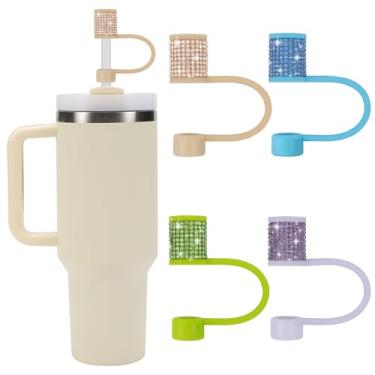 Imagem de Conjunto de acessórios Stanley Cup, 4 peças, capa de canudo de diamante brilhante, tampa de canudos para Stanley 30 e 1,134 g com copos, acessórios de tampa de 1 cm para copos, cobertura de palha para