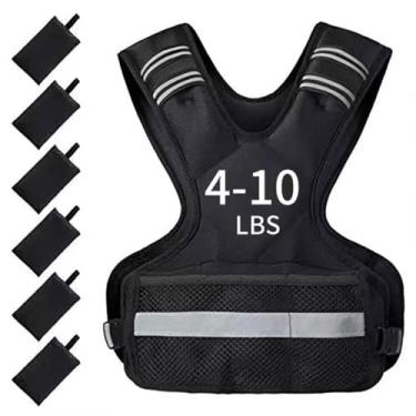 Imagem de Colete com peso ajustável de 1,8 a 9 kg para homens/mulheres, colete respirável para corrida, HIIT, treinamento de força – Design de neoprene com pesos removíveis preto (preto, 1,8 a 5 kg)