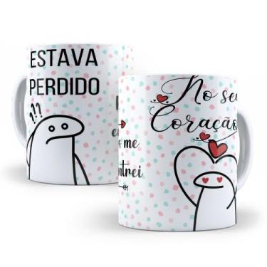 Imagem de Caneca de Cerâmica Branca 325ml Flork Namorados - Mecolour