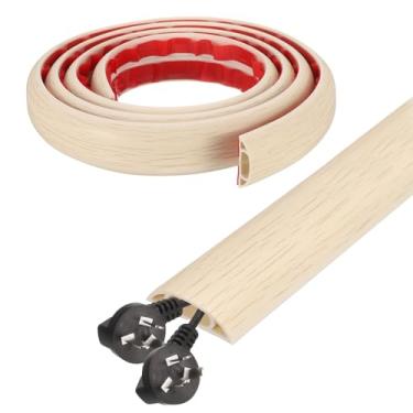 Imagem de HARFINGTON Capa de cabo de 1,8 m L 1,6 x A 0,33 Canal interno PVC esconde extensão, protetor de fios para evitar desvios de cabos, gerenciamento de cabos, madeira bege