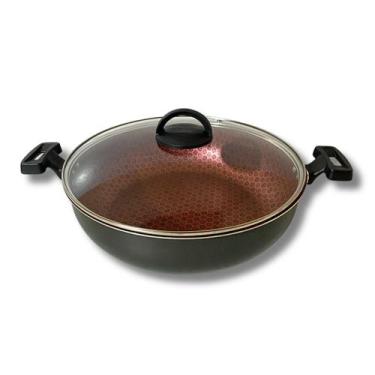 Imagem de Panela, Paellera, Frigideira Paella Wok 30 cm Antiaderente Preta + Esp