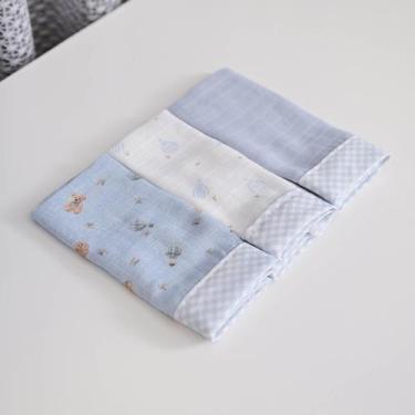 Imagem de Pano de Boca 03 Unidades para Bebê Baby Joy Fábula, Urso Azul