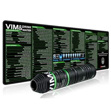 Imagem de exco vip Vim Commands Shortcuts Mouse Pad - 90 x 30 x 0,2 cm Folha de referências grande estendida mousepad PC escritório planilha teclado mouse pad antiderrapante borda costurada 0423