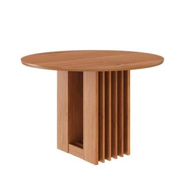 Imagem de Mesa de Jantar Redonda com Tampo MDF Ariela Cinamomo 109 cm - Modern