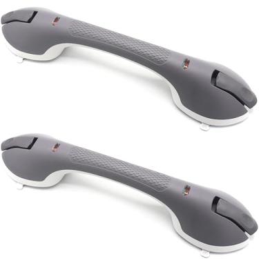 Imagem de Pacote com 2 barras de sucção para banheira: alça antiderrapante reforçada atualizada com ventosa forte para parede do banheiro, barra de segurança de carga máxima de 122 kg para idosos idosos (2