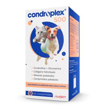 Imagem de Condroplex 500 Suplemento P/ Cães E Gatos C/ 60 Comprimidos - Avert