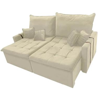 Imagem de Sofá Cama Chicago 180cm em Veludo 2 Lugares Retrátil e Reclinável Kasacomigo Cor Bege