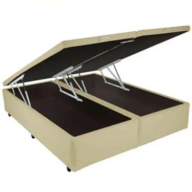 Imagem de Base Box Bipartida Baú Queen em Suede Universal 41x198x158 Cor Bege
