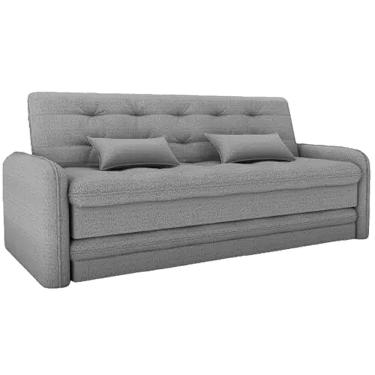 Imagem de Sofá Cama Madalena Reclinável com Cama Auxiliar 3 Lugares Tecido Linho 200cm Matrix Cor Cinza