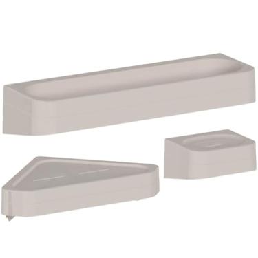 Imagem de Conjunto para Banheiro Cantoneira Saboneteira e Porta Shampoo Bege Eleve Ou