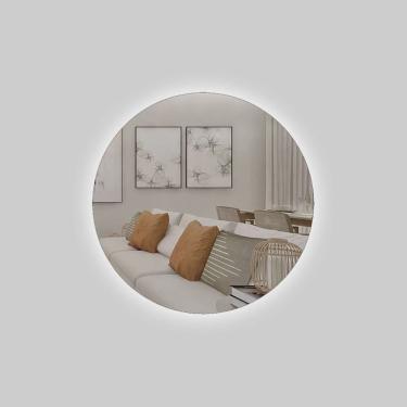 Imagem de Espelho Redondo Decorativo com Led Branco 40cm para Quarto Sala Banheiro