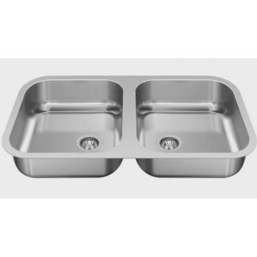 Imagem de Cuba dupla inox polido Embutir 74x 40 x 17 Ghelplus