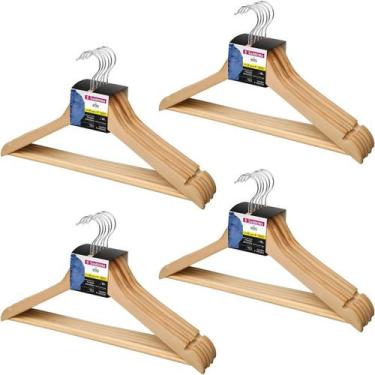 Imagem de Kit 24 Cabides Roupa Madeira Metal 360º Calça Closet Armário Guarda-Ro