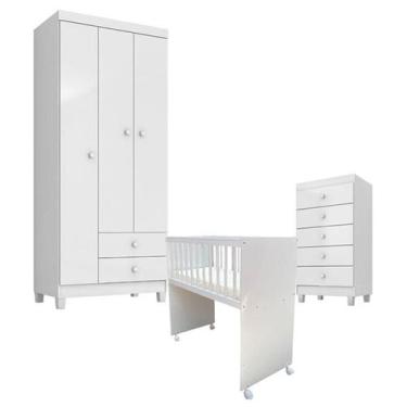 Imagem de Quarto Bebê 3 Portas com Gaveteiro Ternura Baby e Mini Berço Moisés Al